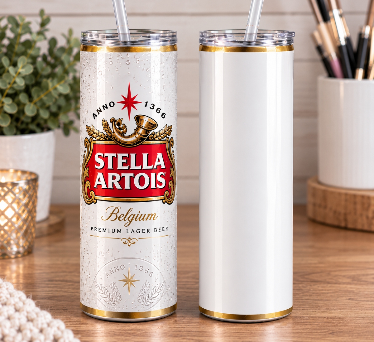 Stella Artois Can Inspired 20oz Skinny Tumbler | Classic Beer Can Design | Beer Lover Gift | WOW Personalised