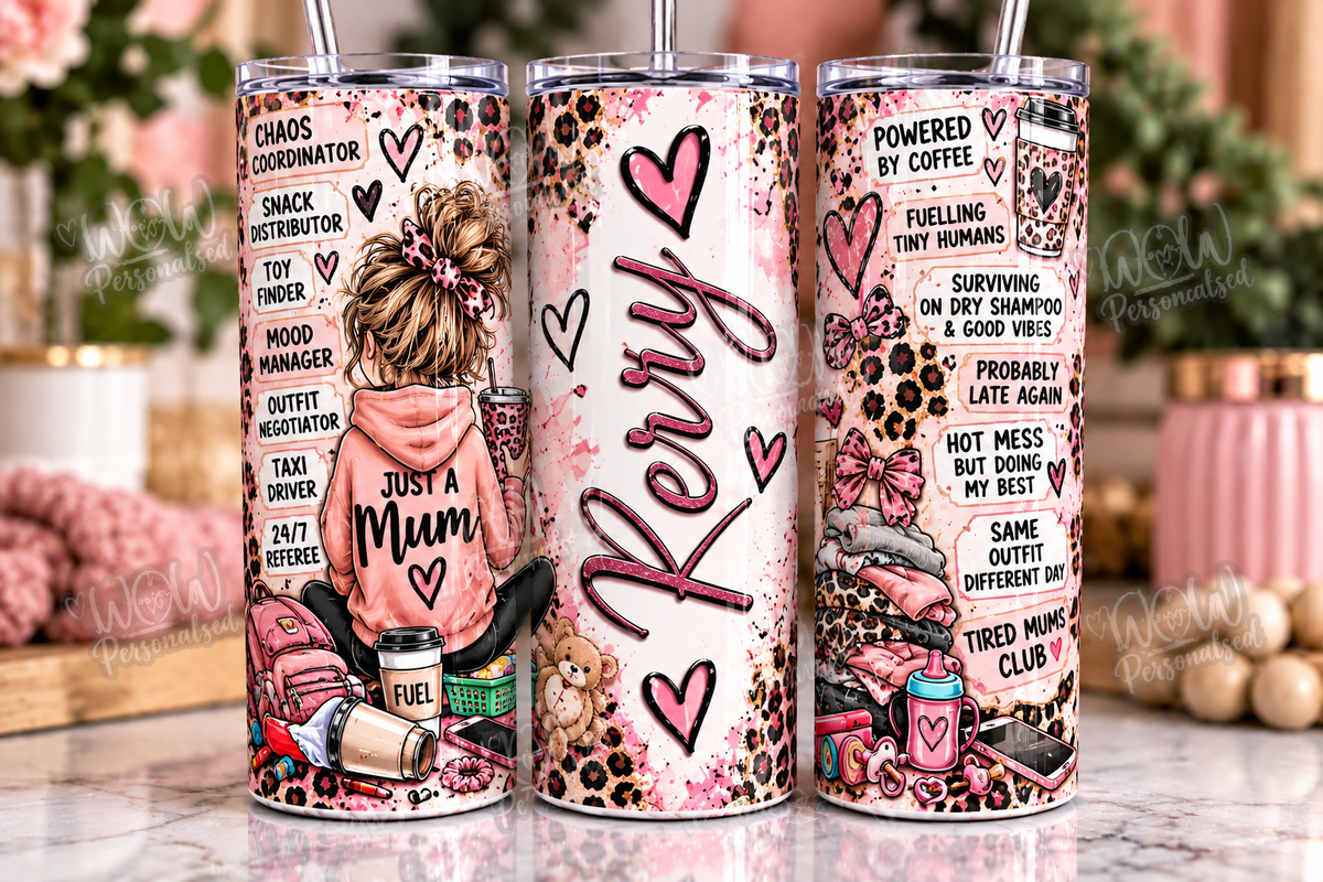 Personalised Funny Mum Life 20oz Skinny Tumbler | Custom Name Cup