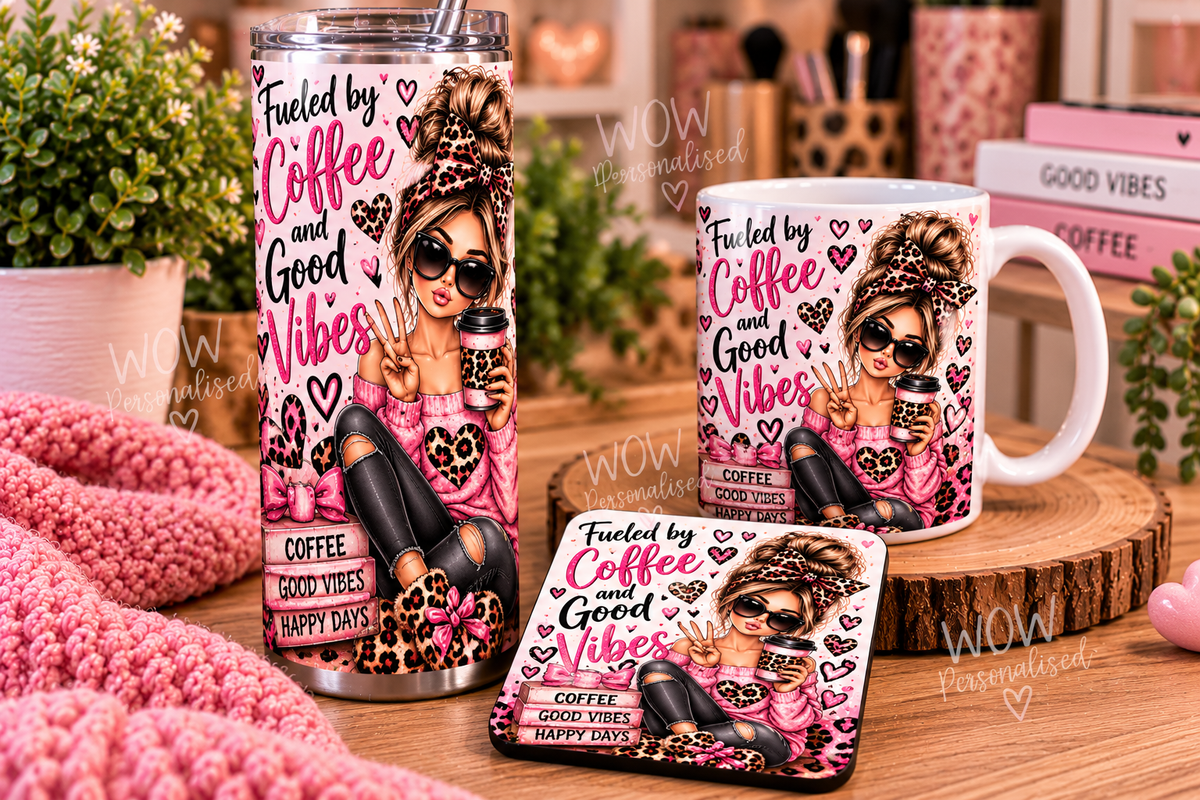 Coffee Lover Matching Gift Set | 20oz Skinny Tumbler, Mug & Coaster