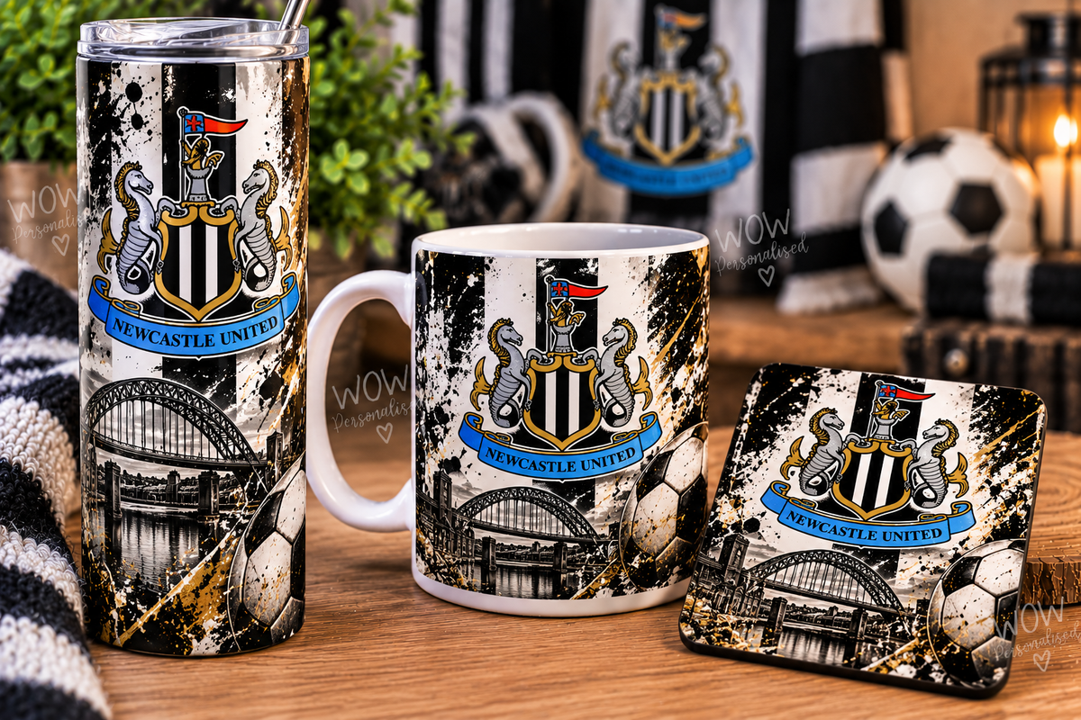 Newcastle United Inspired Gift Set | 20oz Skinny Tumbler, Mug & Coaster