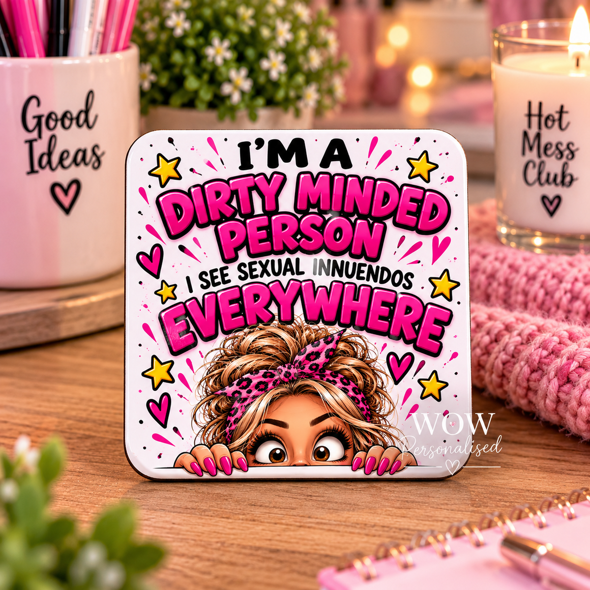 Dirty Minded Person Funny Coaster | Rude Adult Humour Square Coaster | Cheeky Novelty Gift 18+