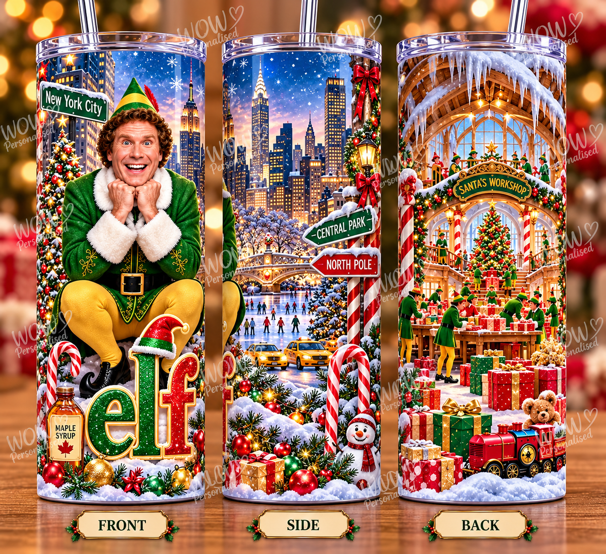 Elf Movie Inspired 20oz Skinny Tumbler | Buddy the Elf Christmas Cup | Festive Gift with Straw