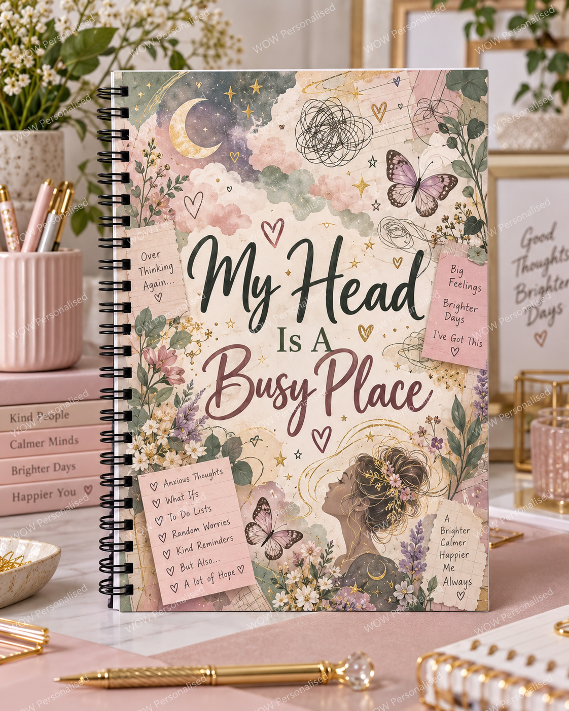 My Head Is A Busy Place A4 Notebook | Mental Health & Overthinking Journal