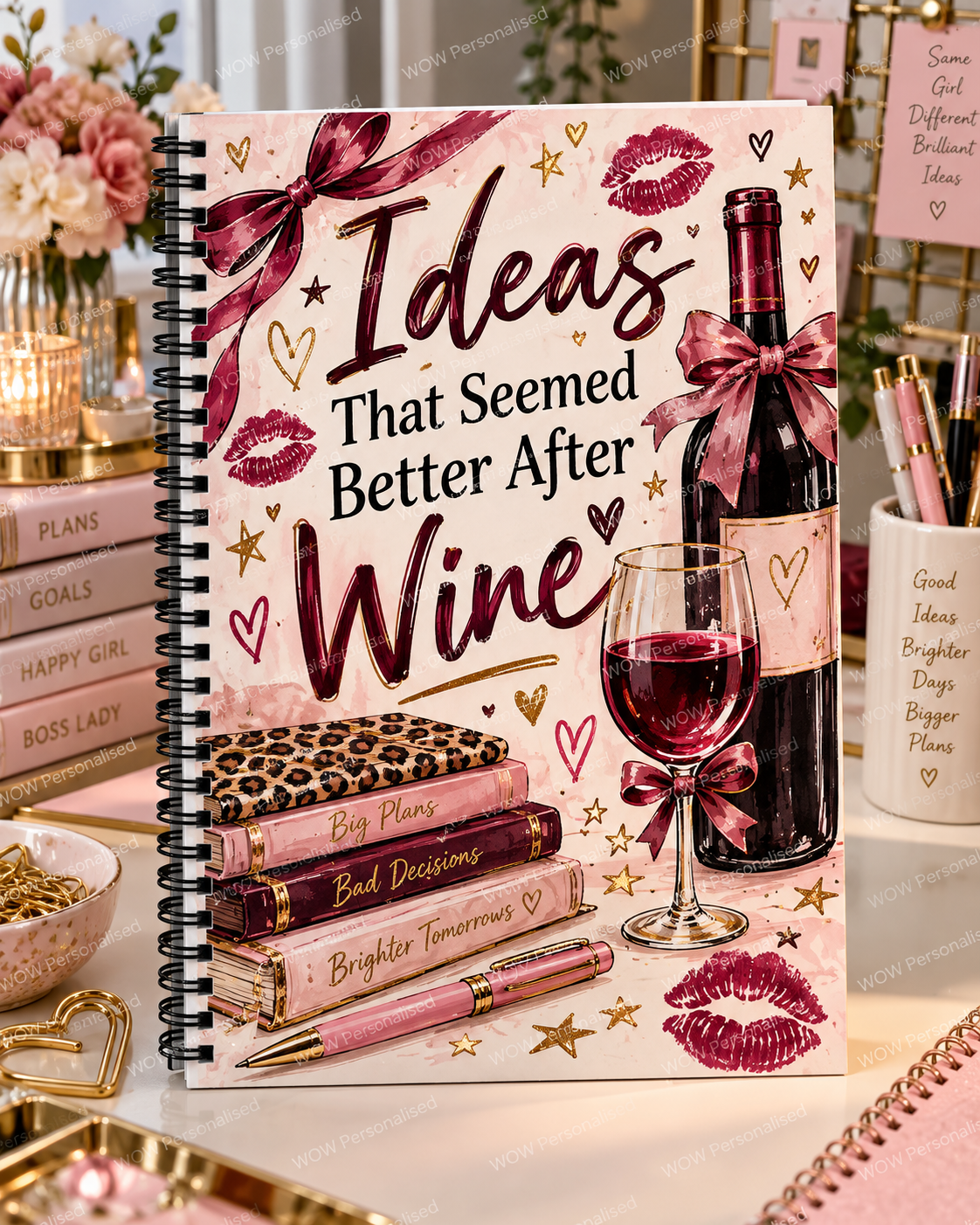 Ideas That Seemed Better After Wine A4 Notebook | Funny Wine Lover Gift