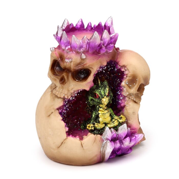 Tea Light Candle Holder - Elements Baby Dragon Crystal Skull Cave.
