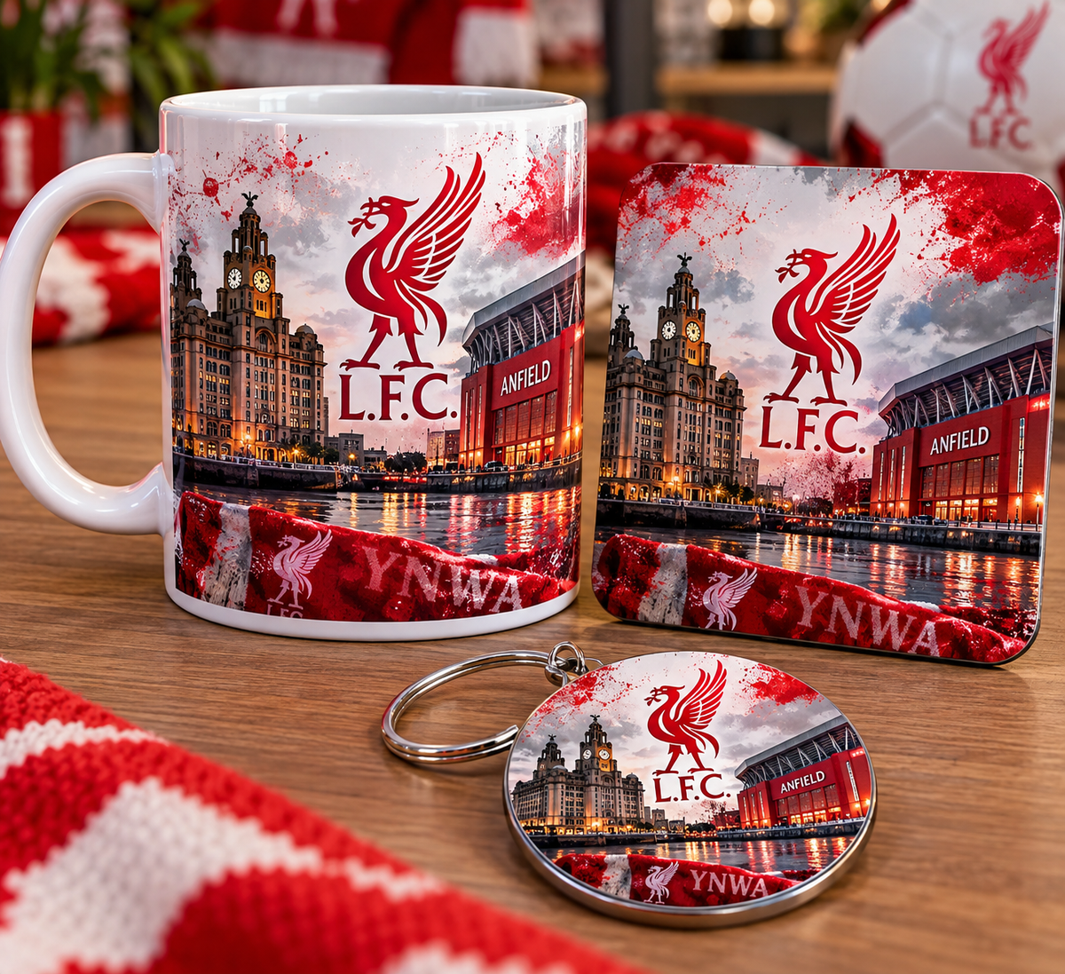 Liverpool Football Gift Set – Mug, Coaster & Keyring