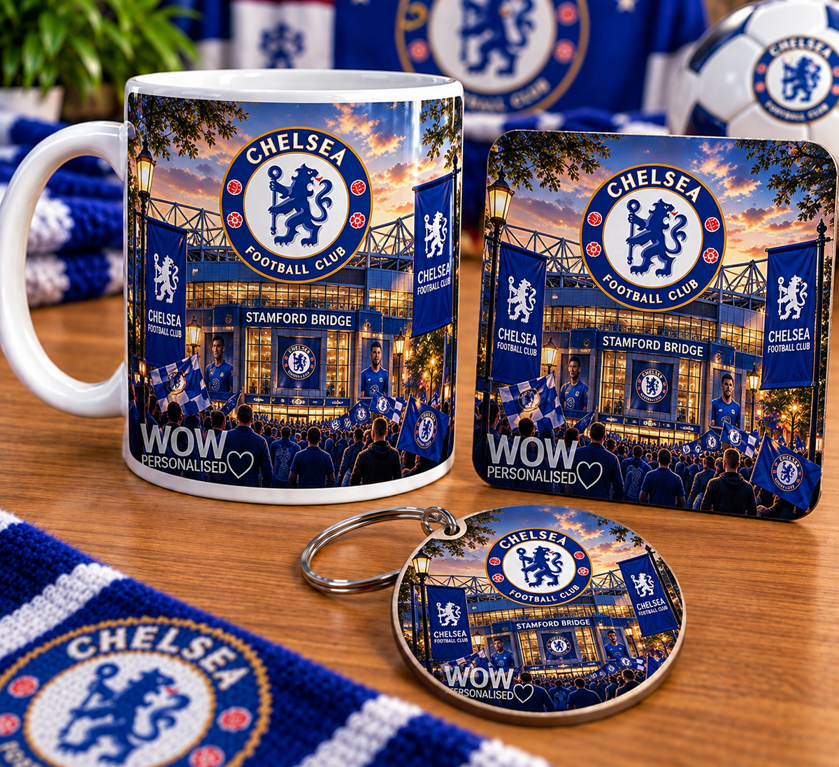 Chelsea Football Gift Set – Mug, Coaster & Keyring
