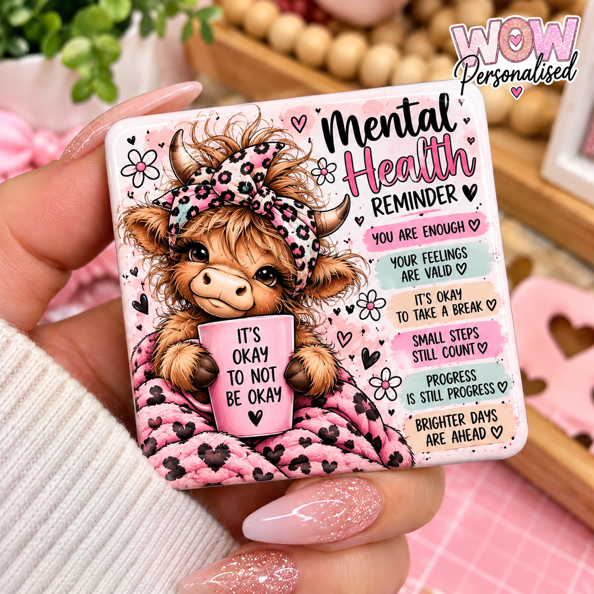 Highland Cow Mental Health Reminder Fridge Magnet