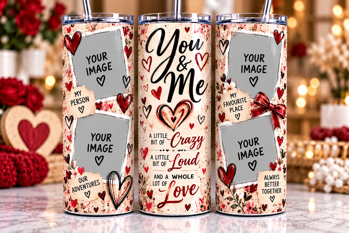 Personalised Couples Photo 20oz Skinny Tumbler | Custom Romantic Gift