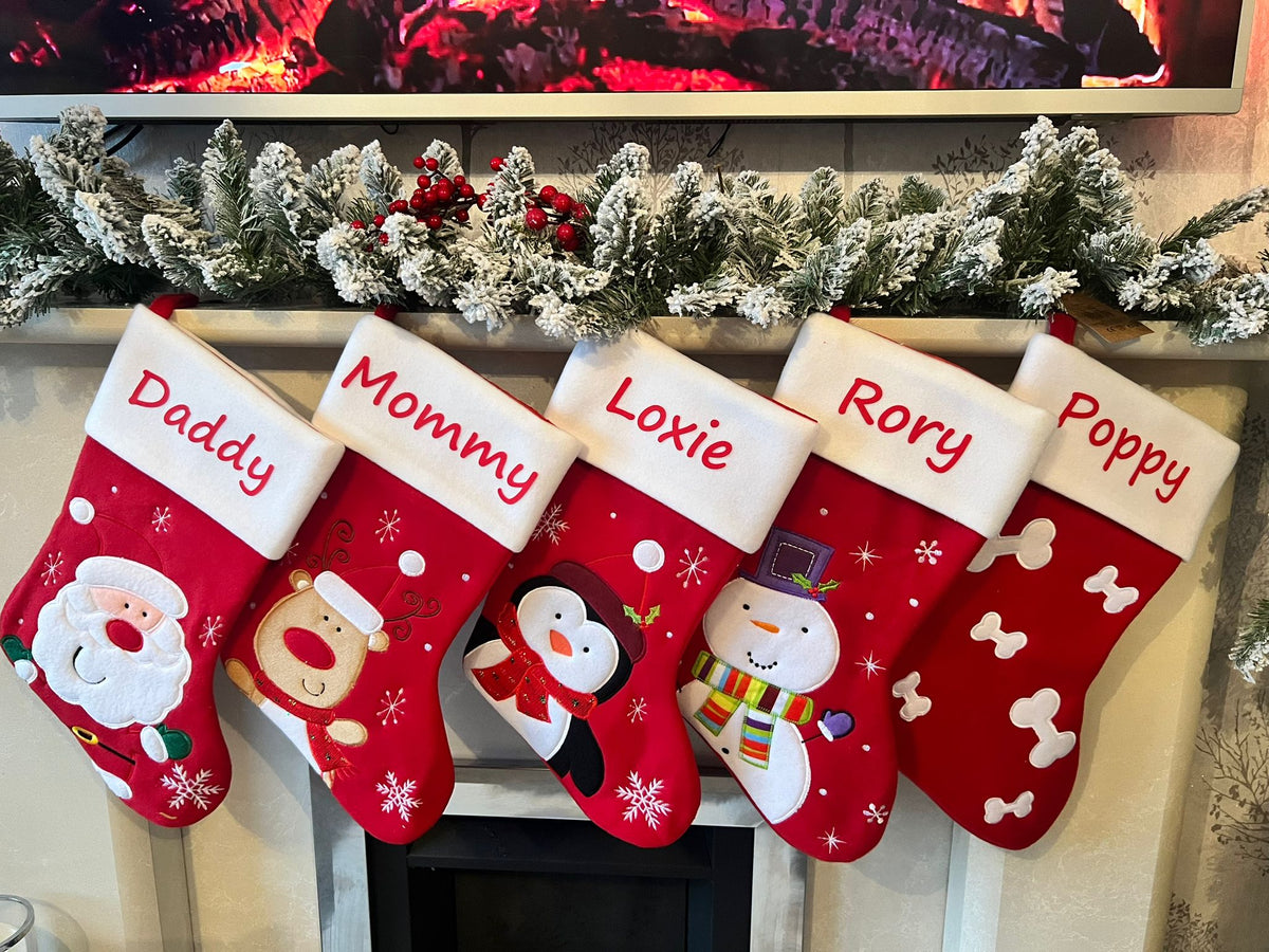 Personalised Christmas Stockings Red & White 6 designs
