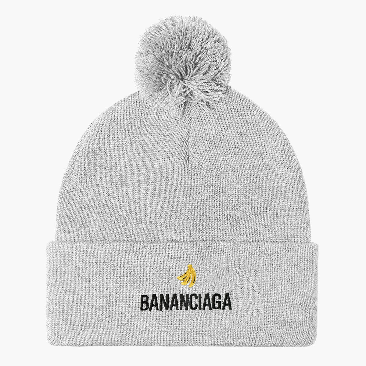 Bananciaga Embroidered Pom Pom Beanie
