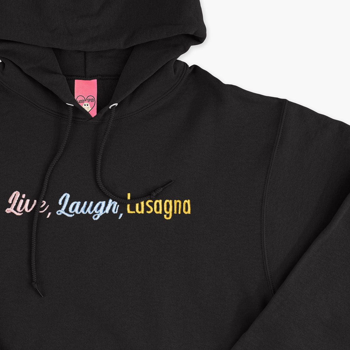 Live Laugh Lasagna Embroidered Hoodie (Unisex)