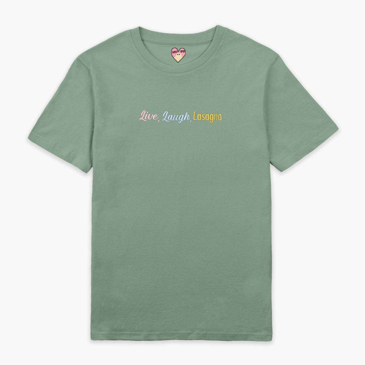 Live Laugh Lasagna Embroidered T-Shirt (Unisex)