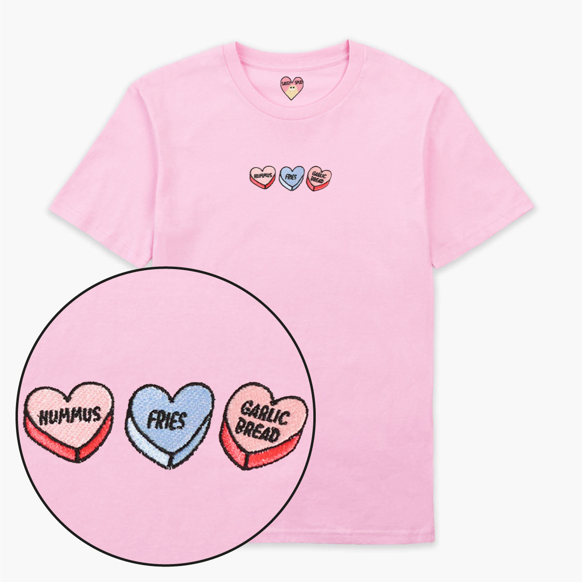 Love Hearts Embroidered T-Shirt (Unisex)