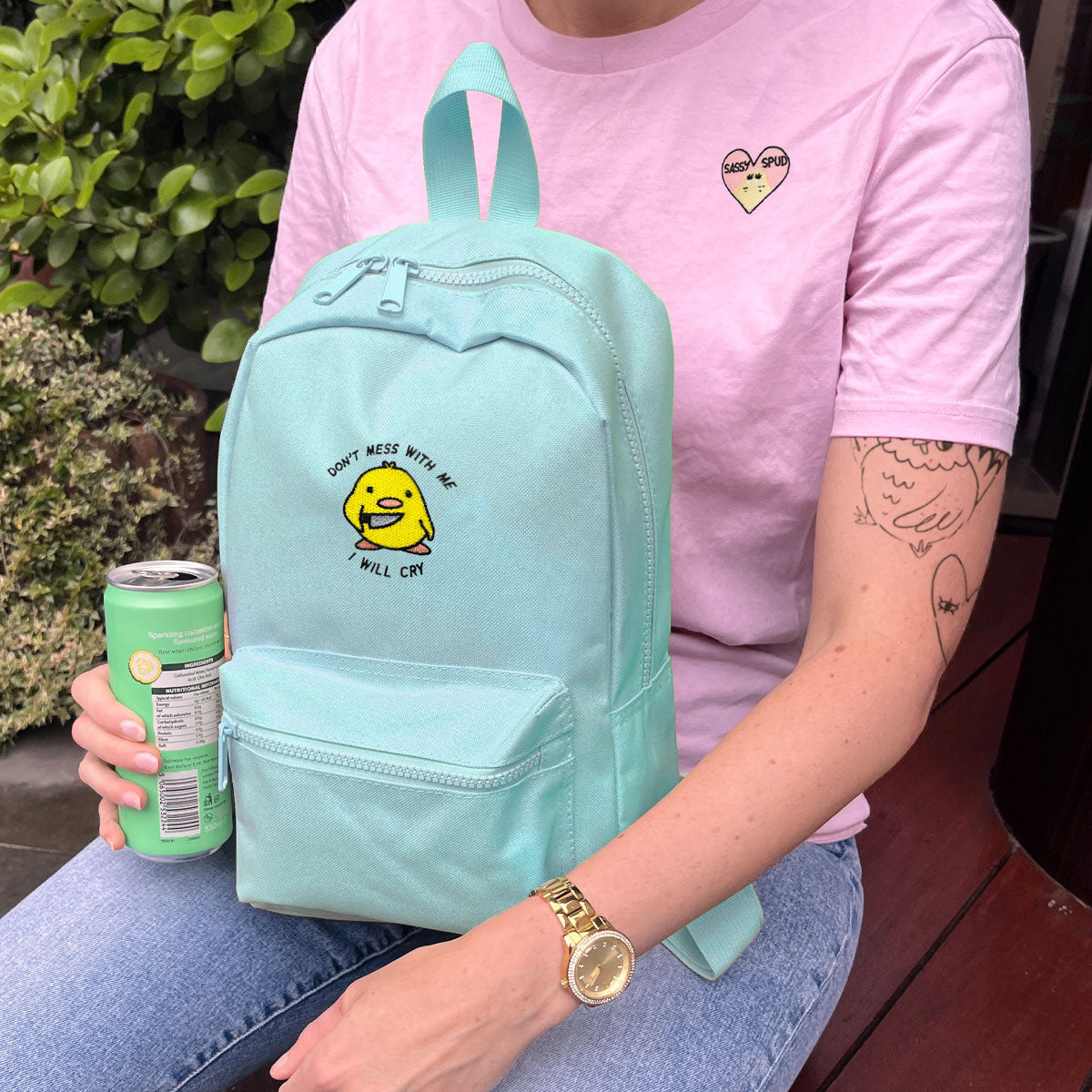 Stabby Chick Embroidered Mini Backpack
