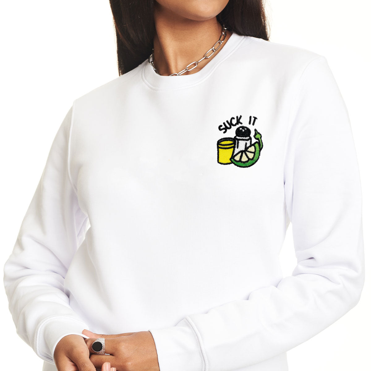 Suck It Tequila Embroidered Sweatshirt (Unisex)