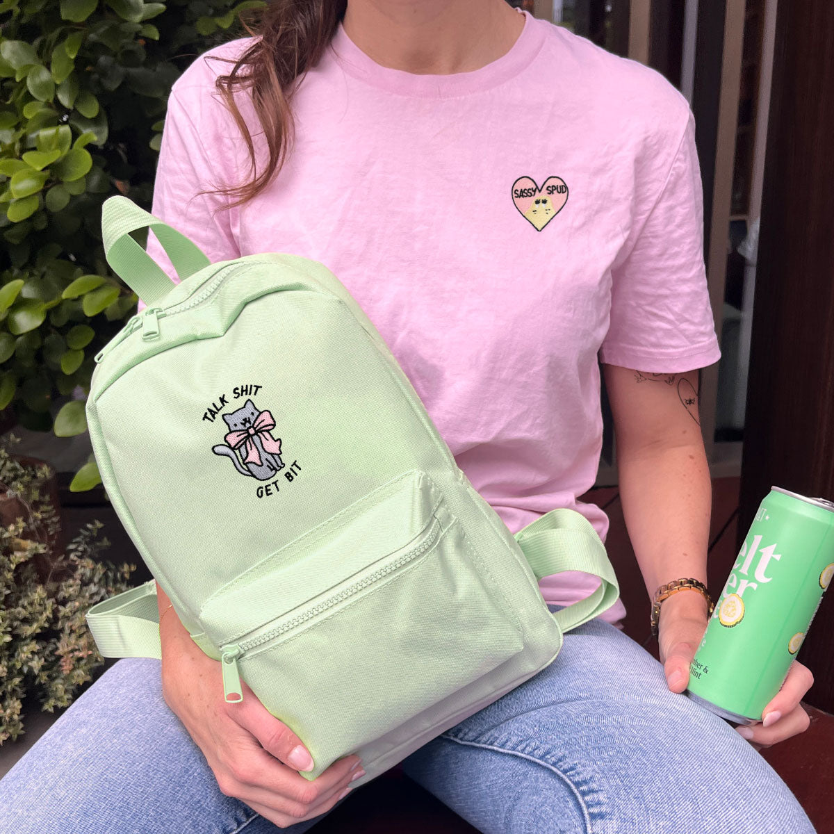 Talk Sh*t Get Bit Embroidered Mini Backpack