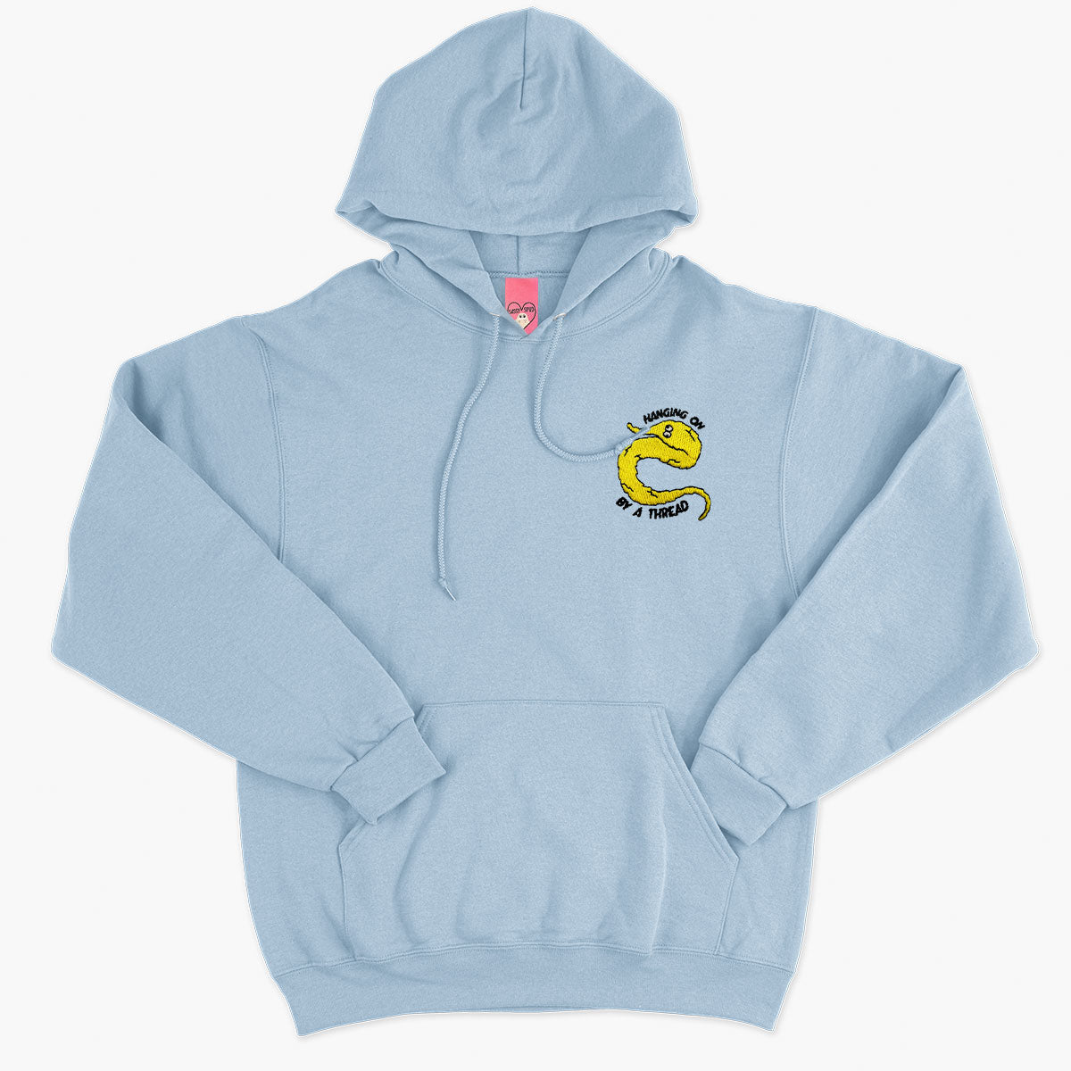 Yellow Worm On A String Embroidered Hoodie (Unisex)