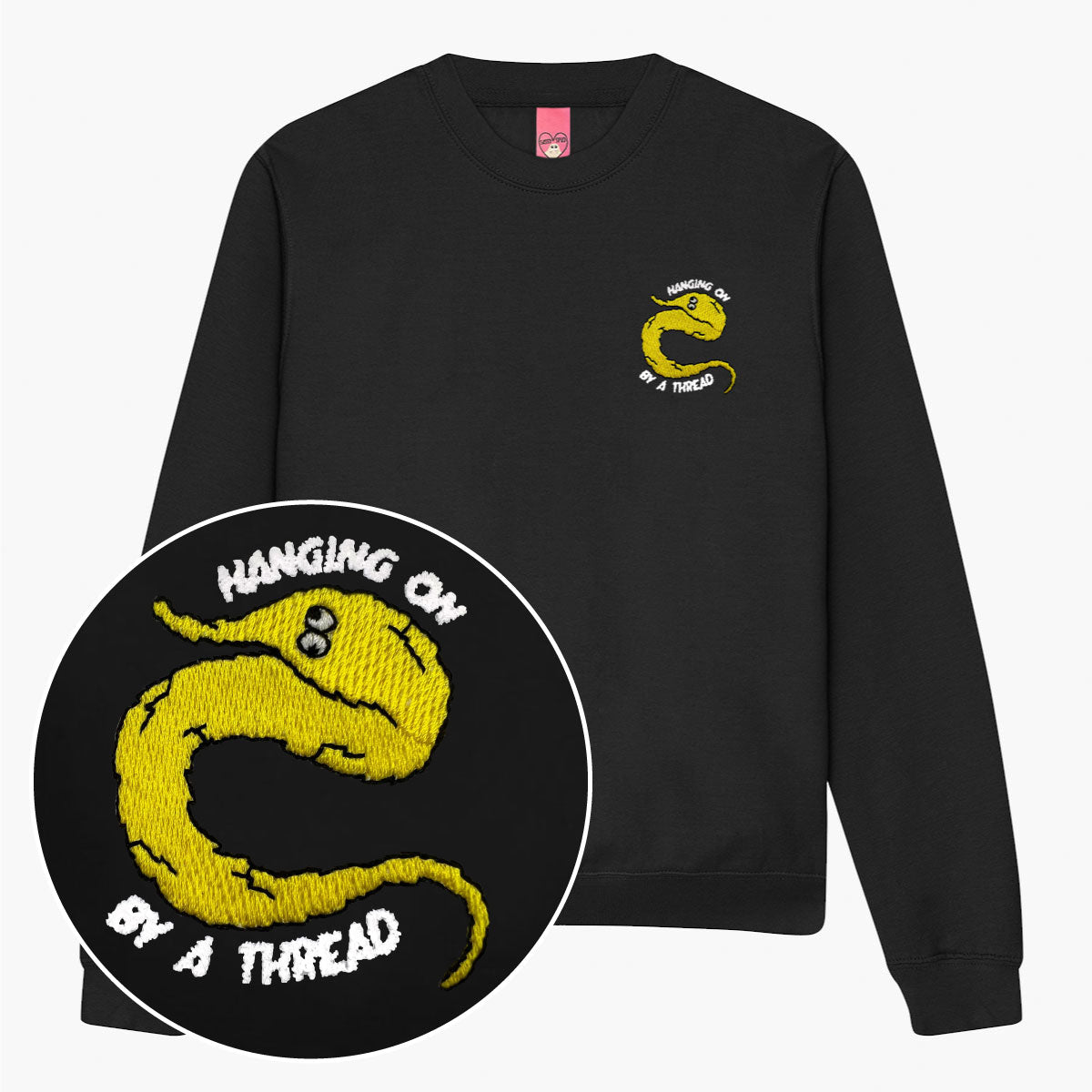 Yellow Worm On A String Embroidered Sweatshirt (Unisex)