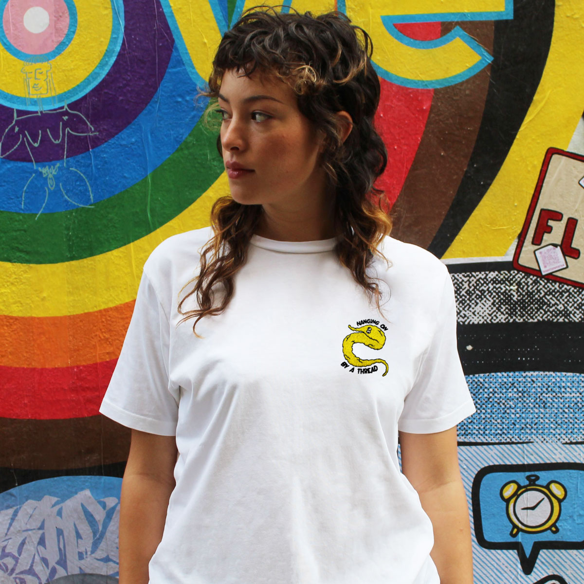 Yellow Worm On A String Embroidered T-Shirt (Unisex)